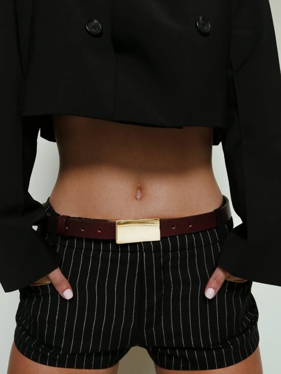 Heaven Mayhem Accessories - Heaven Mayhem Burgundy Leather Plate Belt - Medium